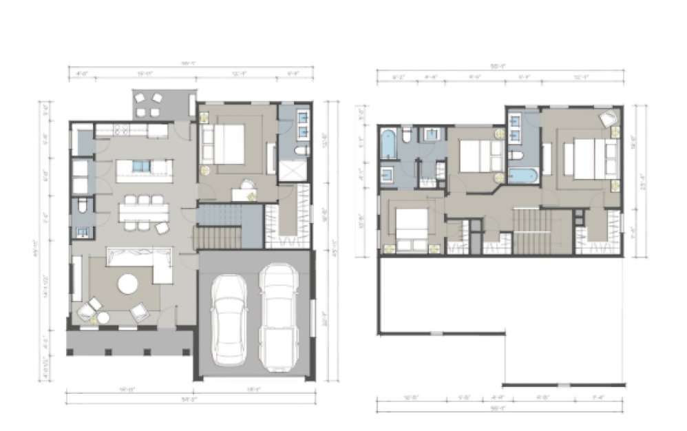 The Pioneer - 4 bedroom floorplan layout with 3.5 bathrooms and 1888 square feet